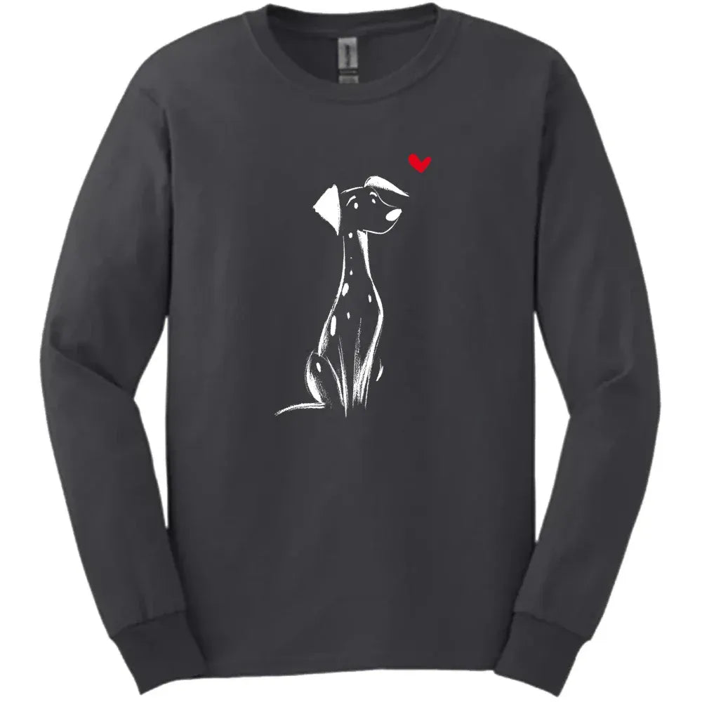 Dalmatian - Sketch Dog Long Sleeve Tee - Dark Heather