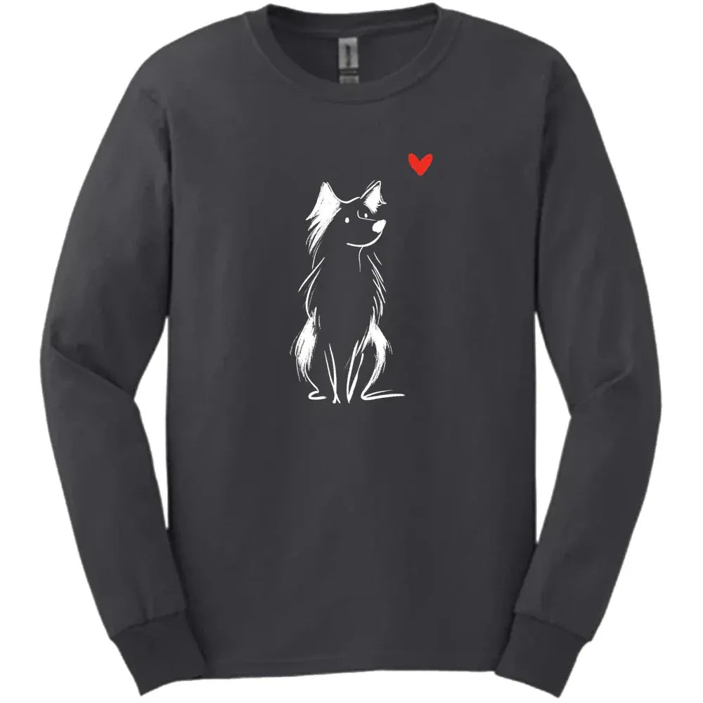 Australian Shepherd - Sketch Dog Long Sleeve Tee - Dark Heather