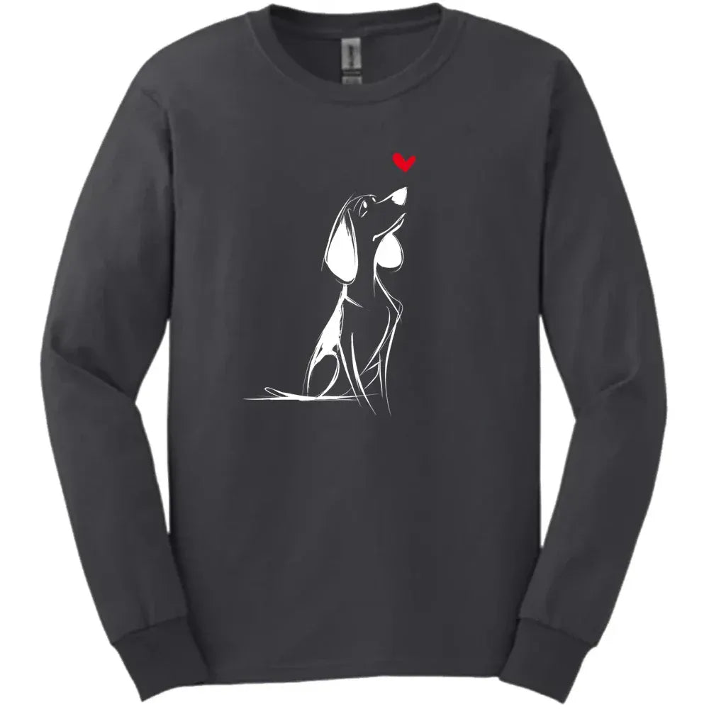 Beagle - Sketch Dog Long Sleeve Tee - Dark Heather