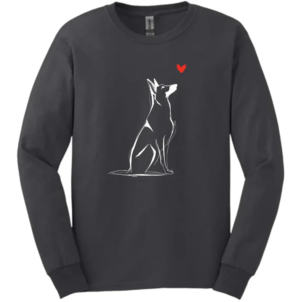 Beligian Malinois - Sketch Dog Long Sleeve Tee - Dark Heather