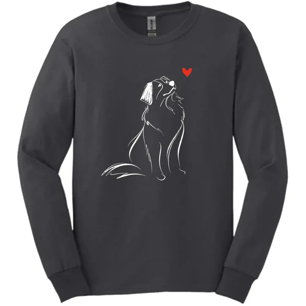 Bernese Mountain Dog - Sketch Dog Long Sleeve Tee - Dark Heather