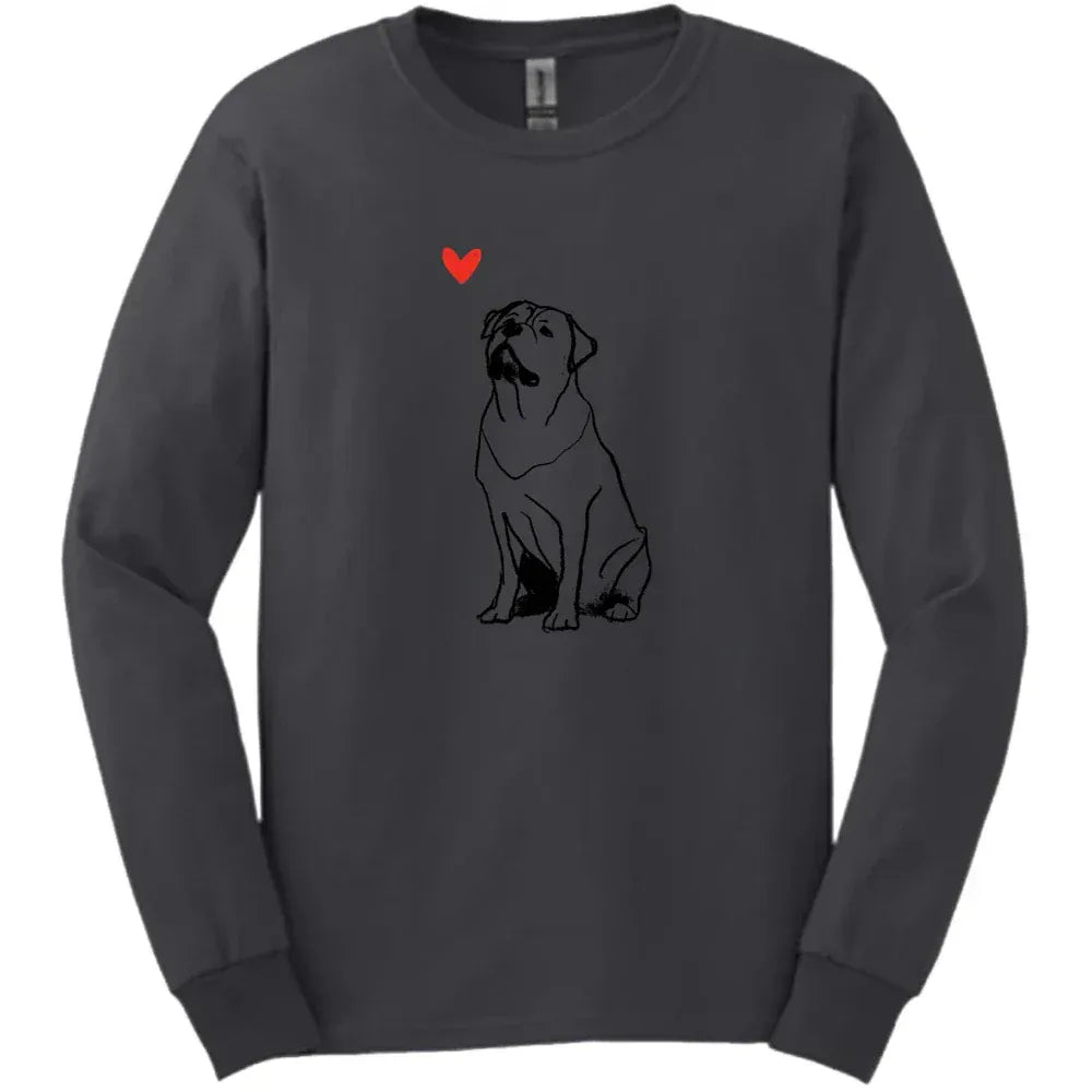 Rottweiler - Sketch Dog Long Sleeve Tee - Dark Heather