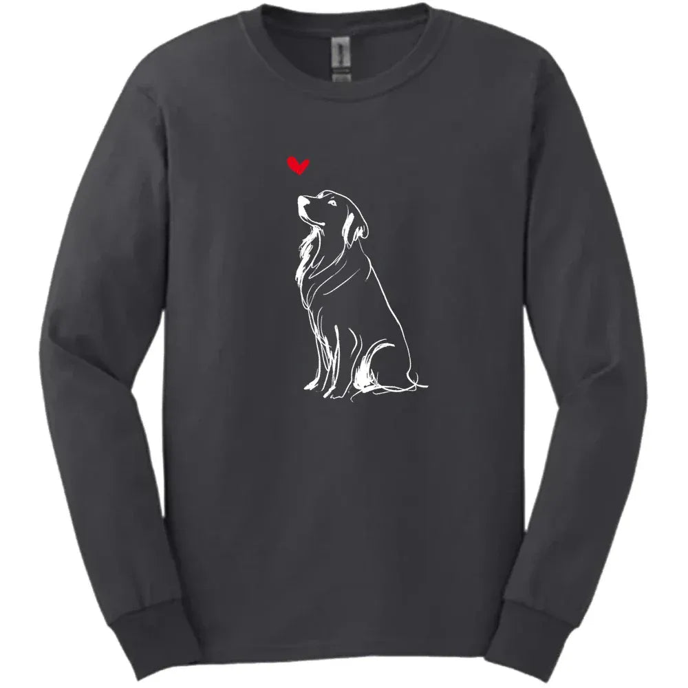 Golden Retriever - Sketch Dog Long Sleeve Tee - Dark Heather