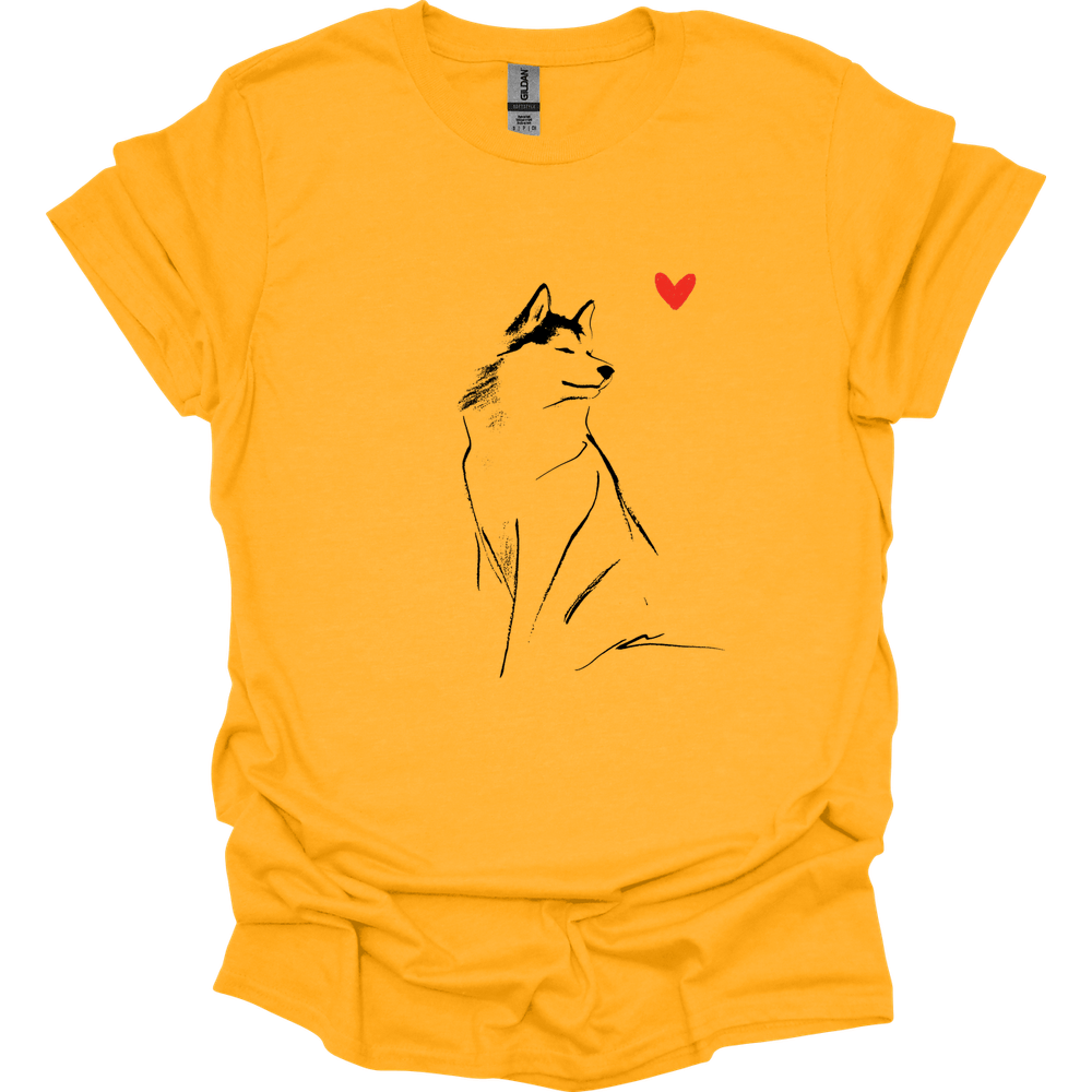 Siberian Husky - Sketch Dog T-Shirt - Gold