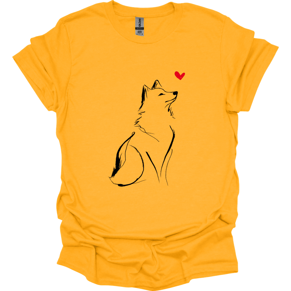 Shiba Inu - Sketch Dog T-Shirt - Gold