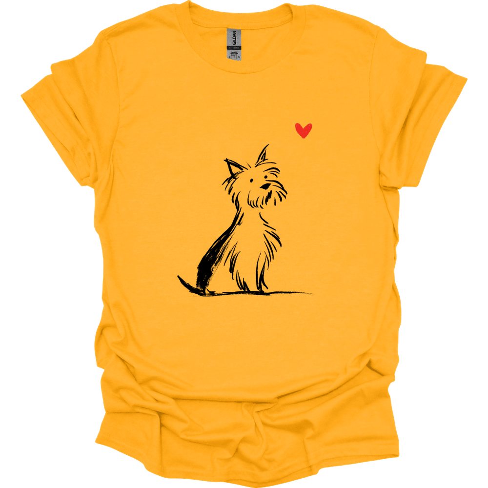 Yorkshire Terrier - Sketch Dog T-Shirt - Gold