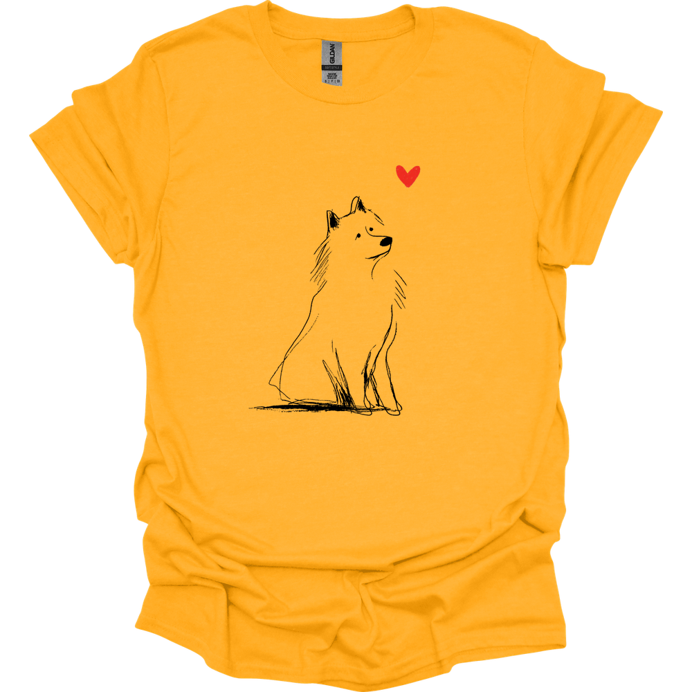 Samoyed - Sketch Dog T-Shirt - Gold