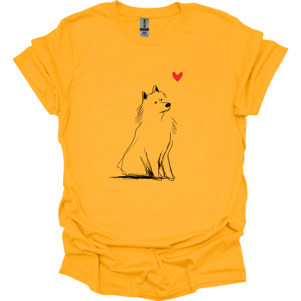 Samoyed - Sketch Dog T-Shirt - Gold
