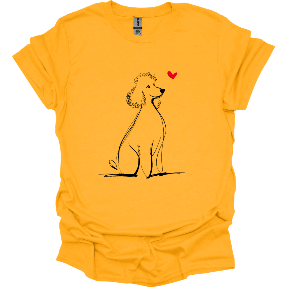 Poodle - Sketch Dog T-Shirt - Gold