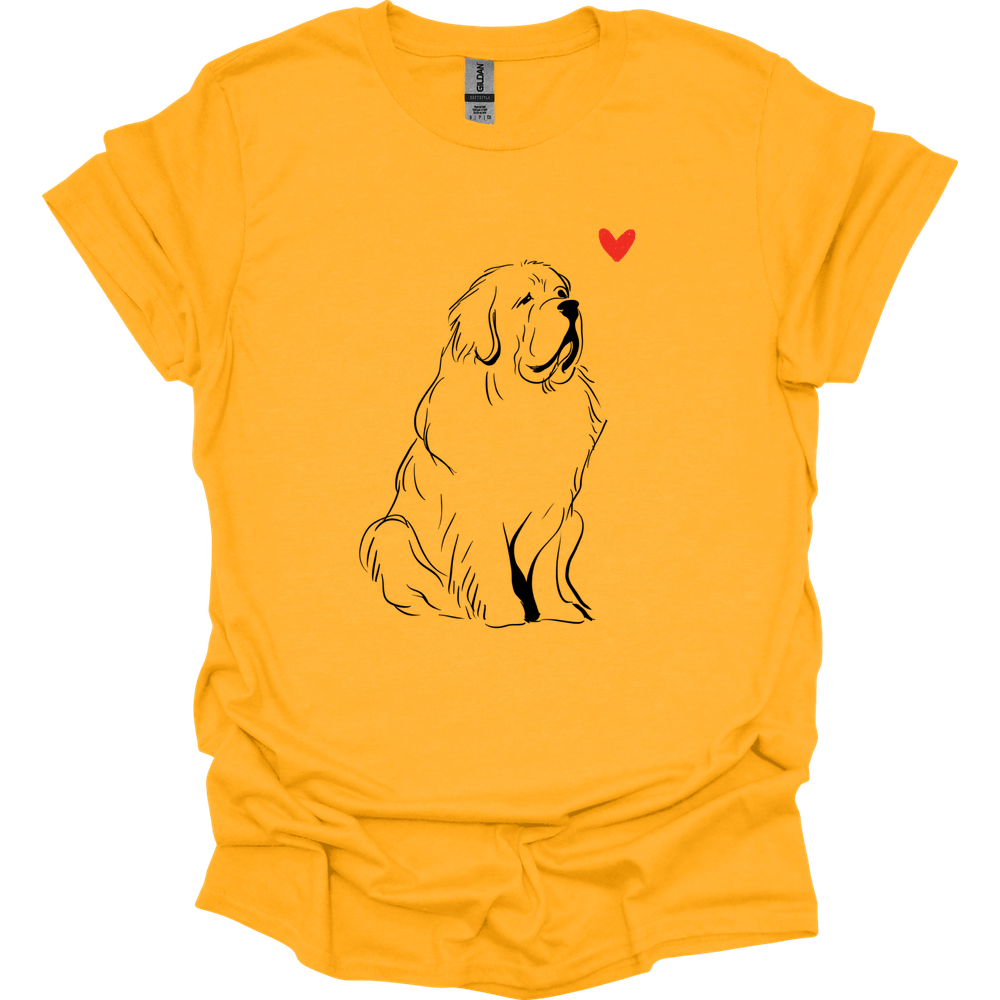 Newfoundland - Sketch Dog T-Shirt - Gold