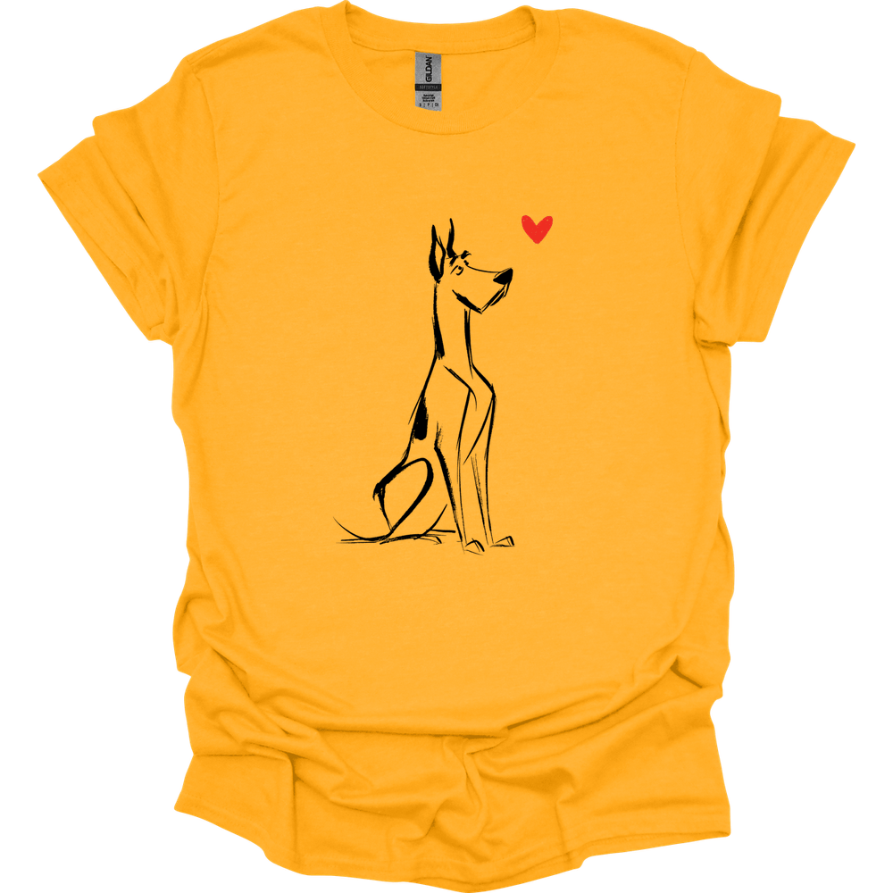 Great Dane - Sketch Dog T-Shirt - Gold