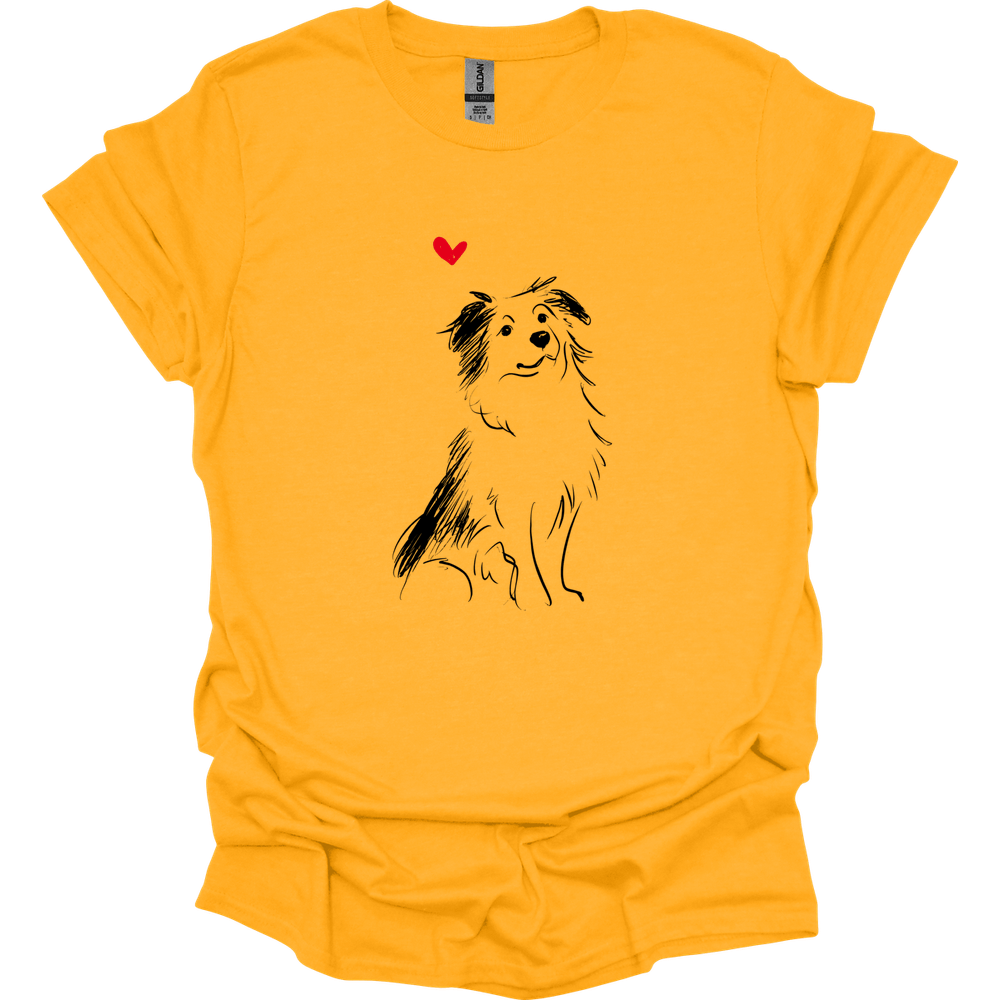 Miniature American Shepherd - Sketch Dog T-Shirt - Gold