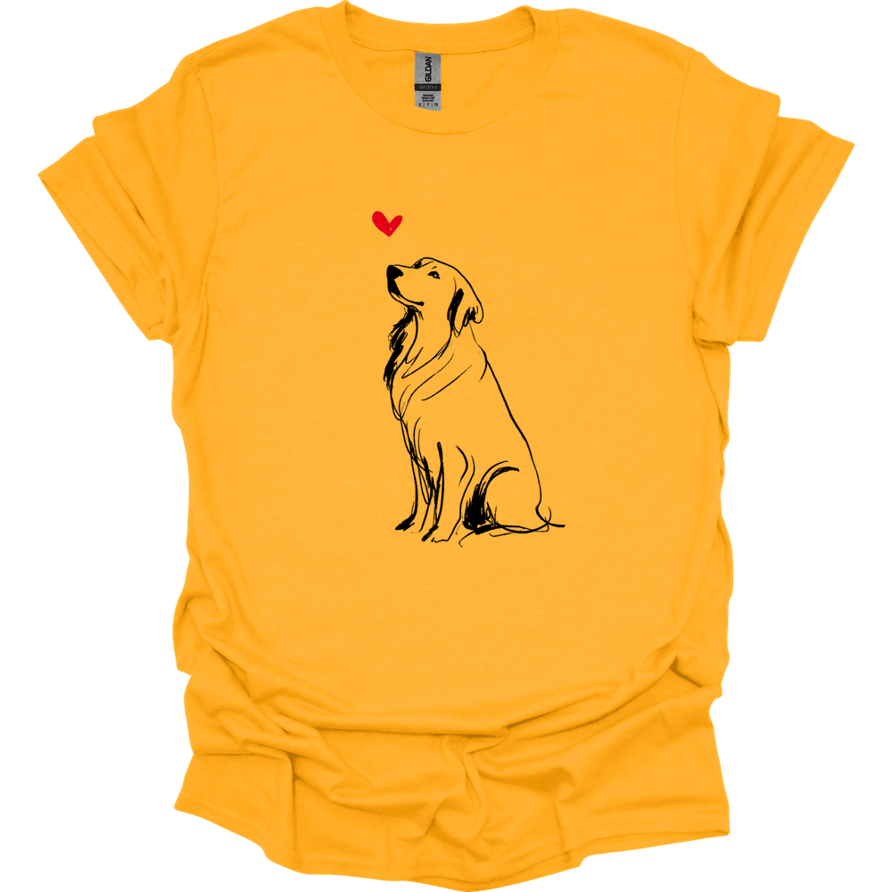 Golden Retriever - Sketch Dog T-Shirt - Gold