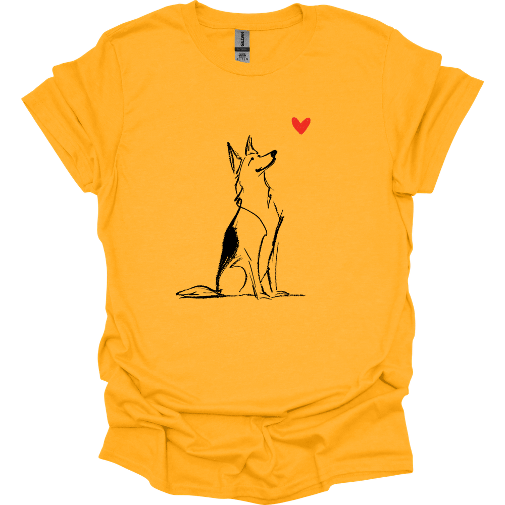 German Shepherd - Sketch Dog T-Shirt - Gold