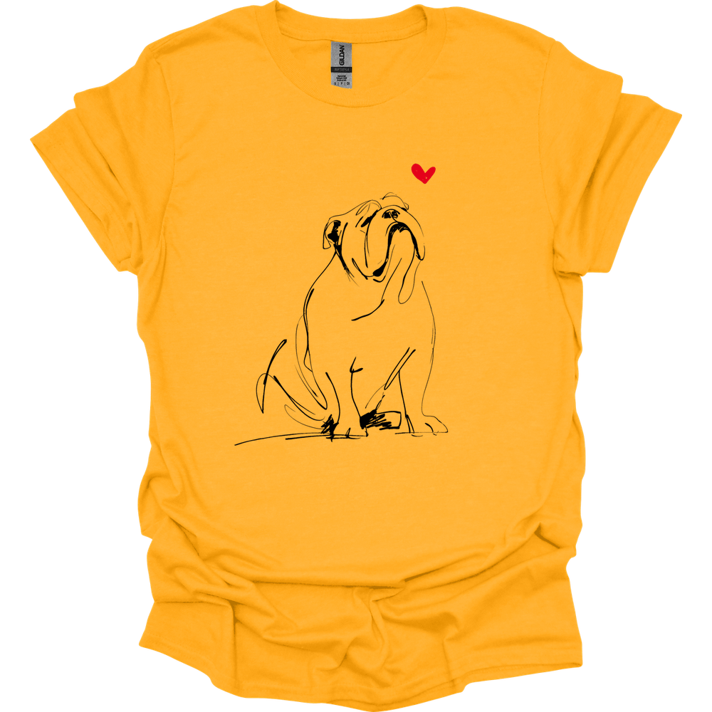 Bulldog - Sketch Dog T-Shirt - Gold