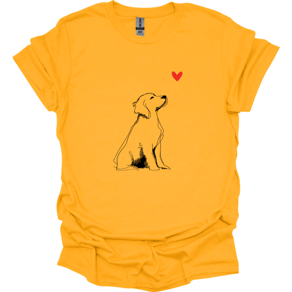 Brittany - Sketch Dog T-Shirt - Gold
