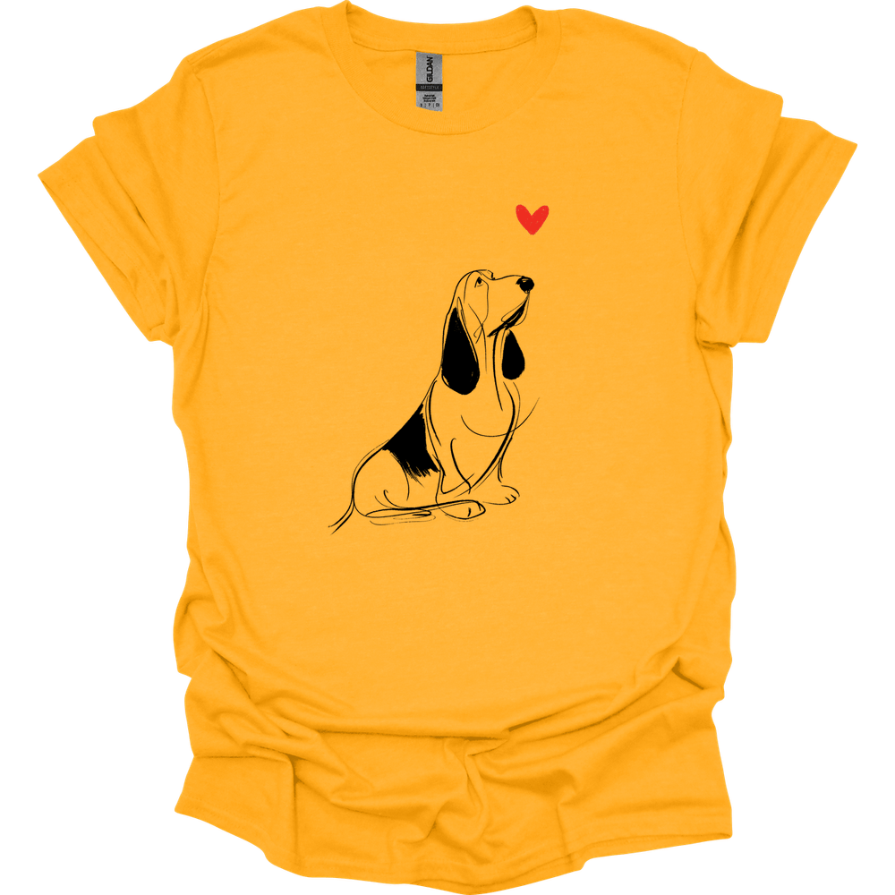 Basset Hound - Sketch Dog T-Shirt - Gold