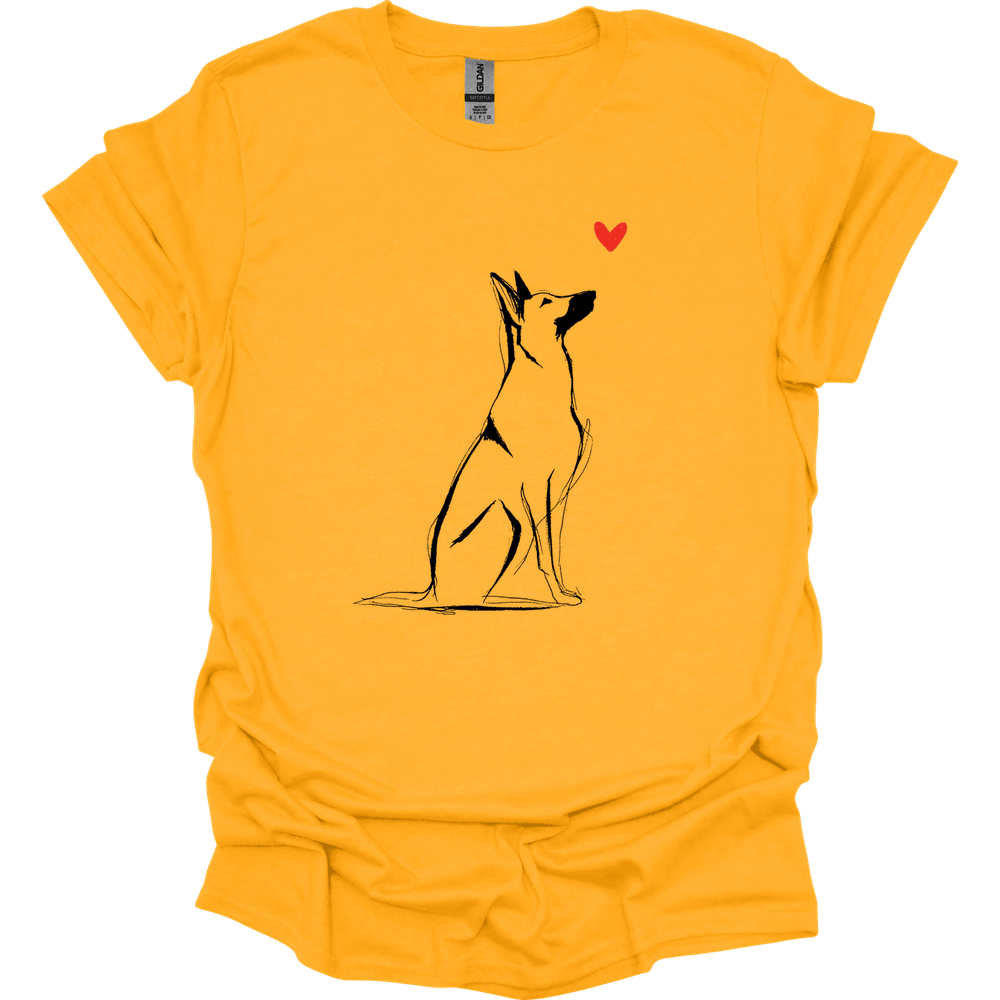 Beligian Malinois - Sketch Dog T-Shirt - Gold