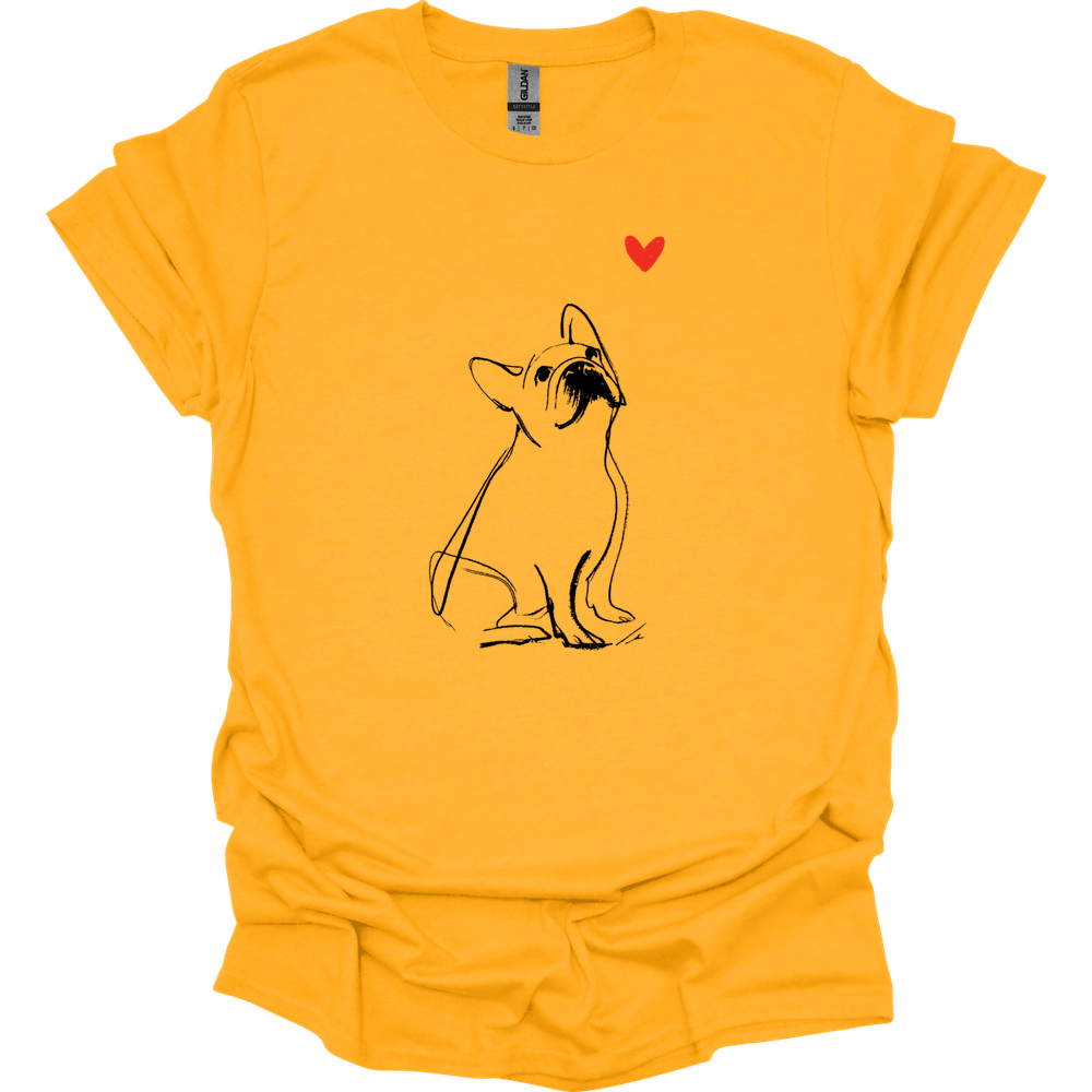 French Bulldog - Sketch Dog T-Shirt - Gold