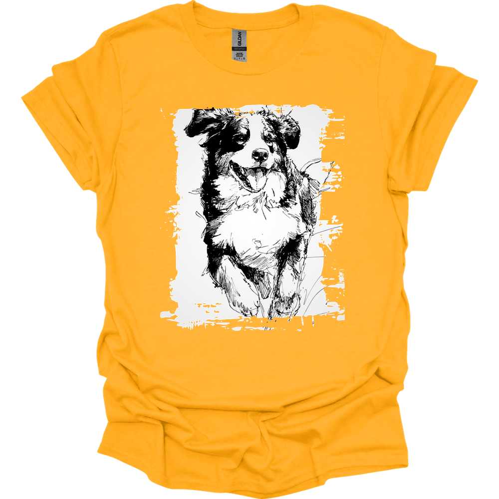 Bernese Mountain Dog - Running Dog T-Shirt - Gold