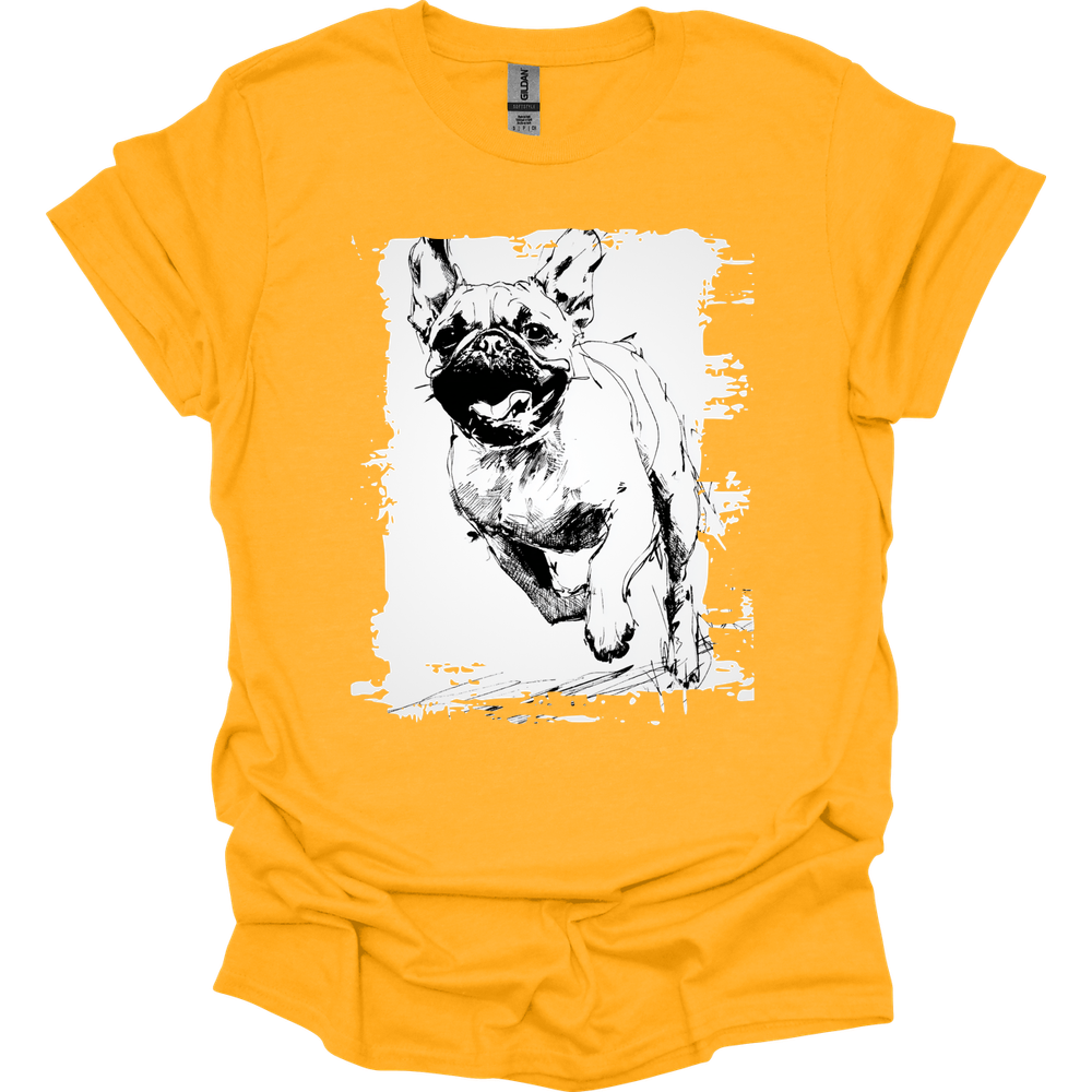 Pug - Running Dog T-Shirt - Gold