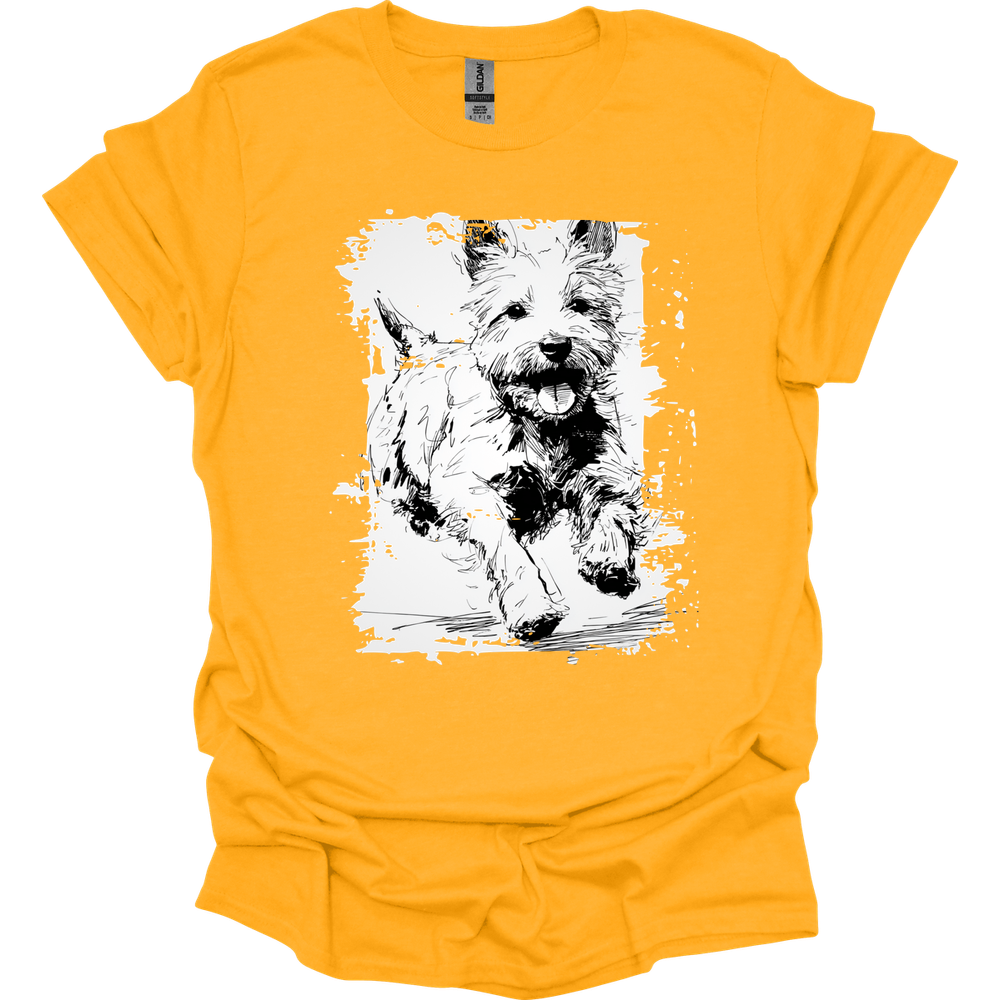 West Hightland White Terrier - Running Dog T-Shirt - Gold