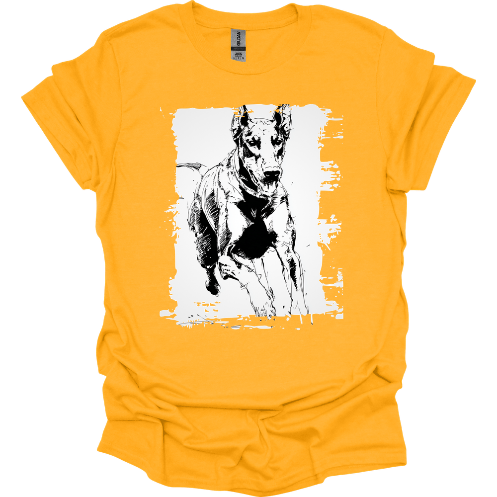 Doberman - Running Dog T-Shirt - Gold