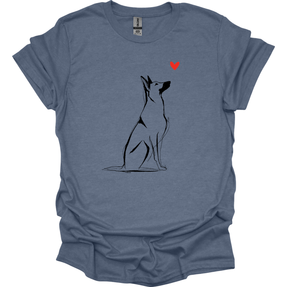 Beligian Malinois - Sketch Dog T-Shirt - Heather Indigo