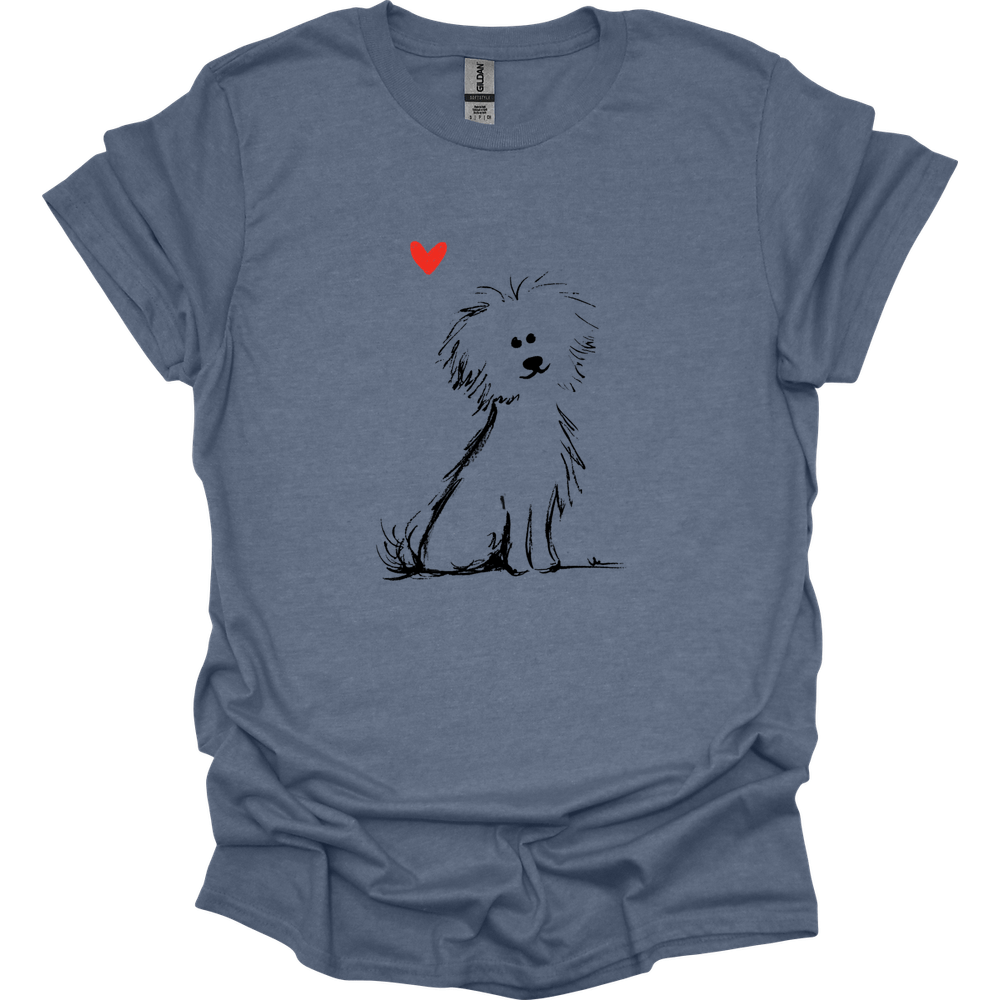 Bichon Frise - Sketch Dog T-Shirt - Heather Indigo