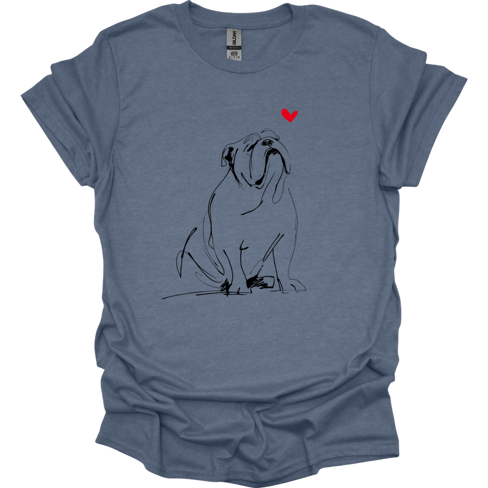 Bulldog - Sketch Dog T-Shirt - Heather Indigo