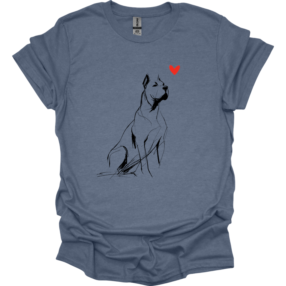 Cane Corso - Sketch Dog T-Shirt - Heather Indigo