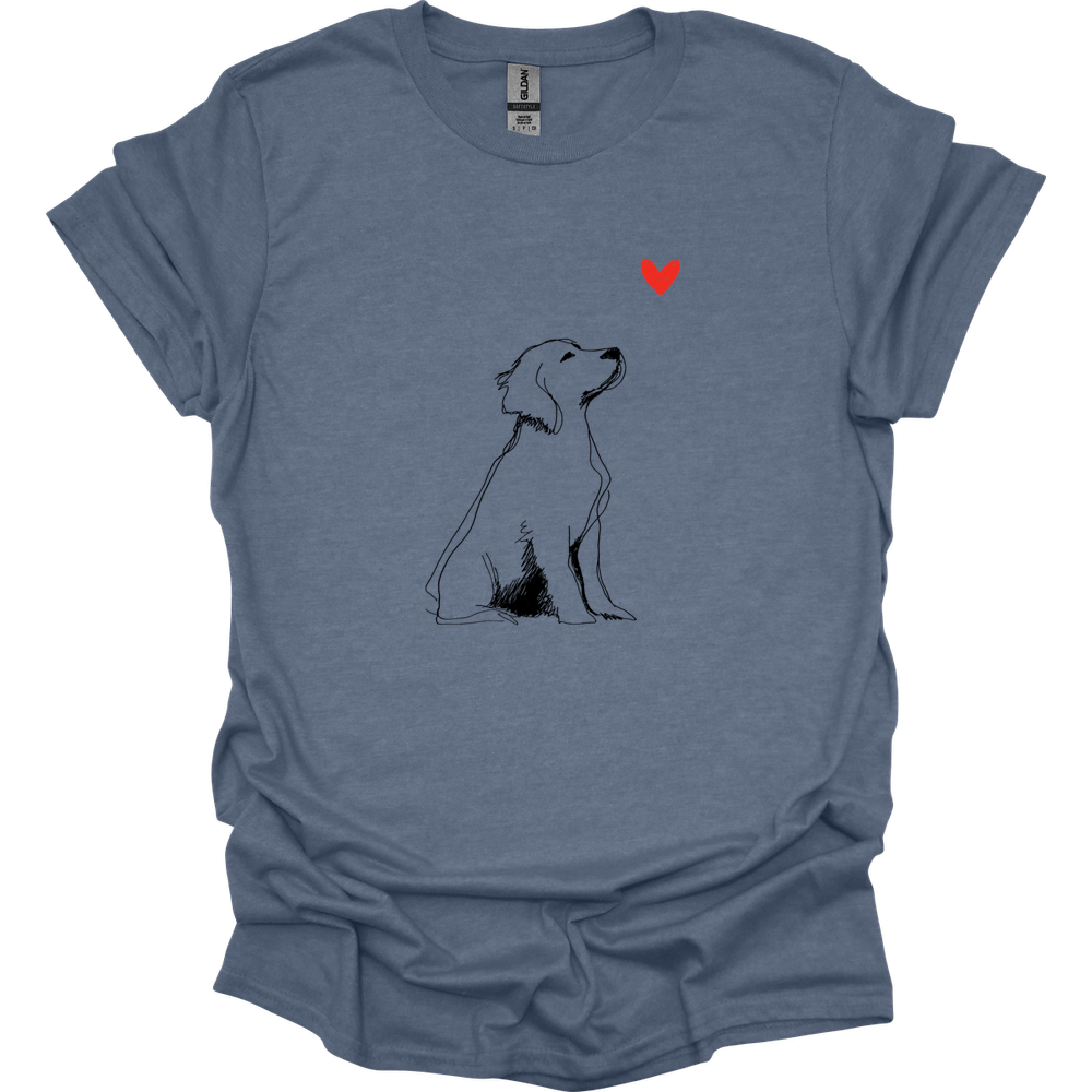 Brittany - Sketch Dog T-Shirt - Heather Indigo