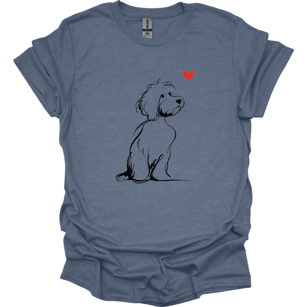 Cavapoo - Sketch Dog T-Shirt - Heather Indigo