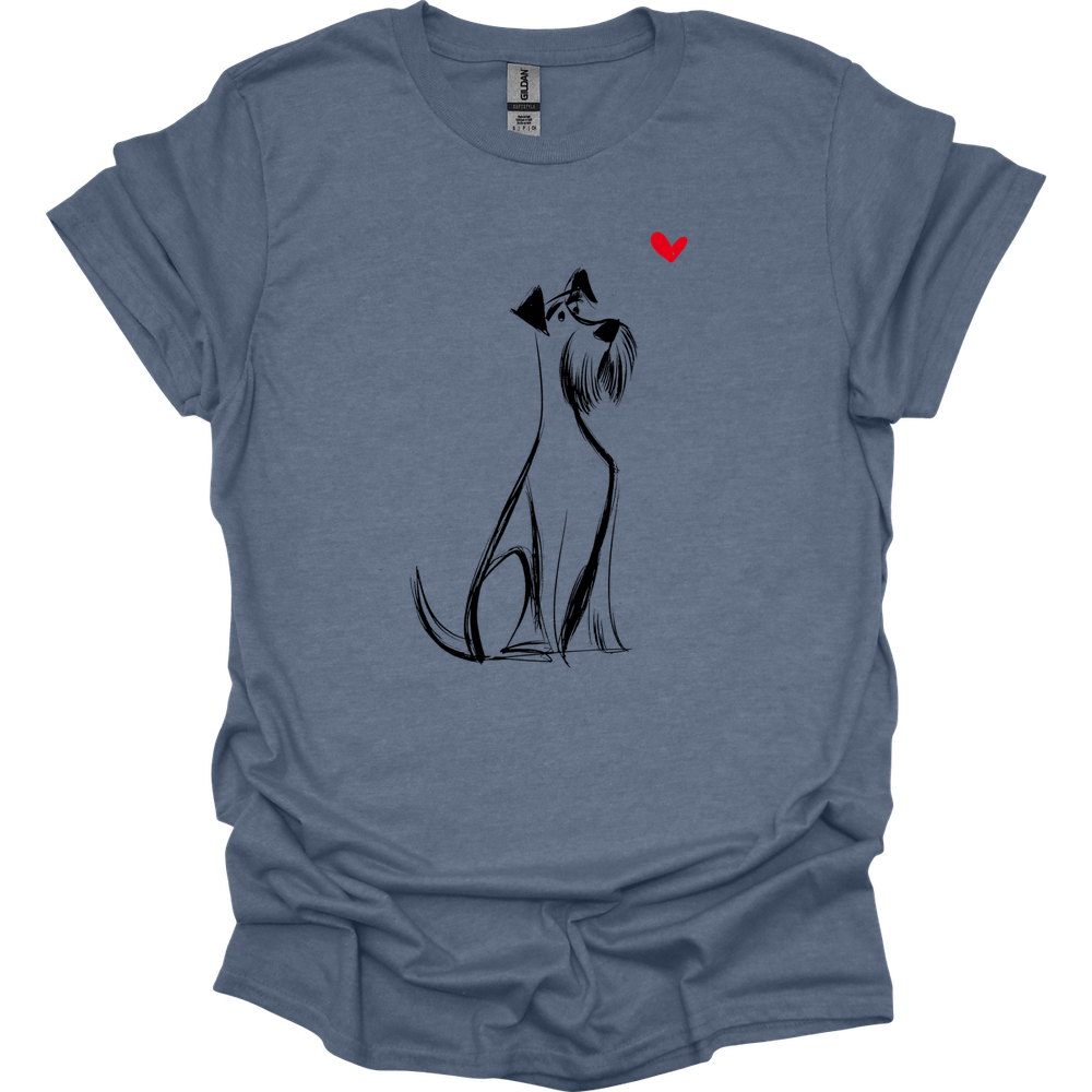 Giant Schnauzer - Sketch Dog T-Shirt - Heather Indigo