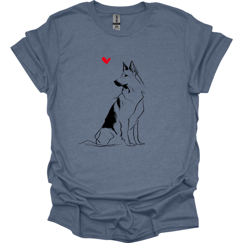 Dutch Shepherd - Sketch Dog T-Shirt - Heather Indigo