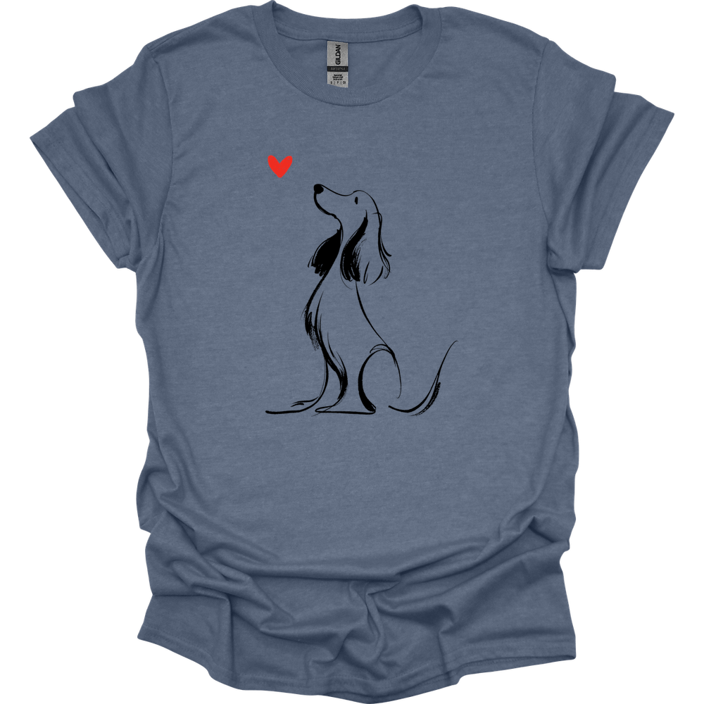 Cocker Spaniel - Sketch Dog T-Shirt - Heather Indigo