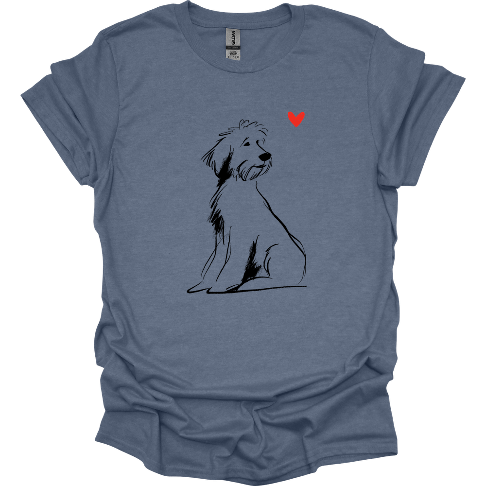 Portuguese Water Dog - Sketch Dog T-Shirt - Heather Indigo