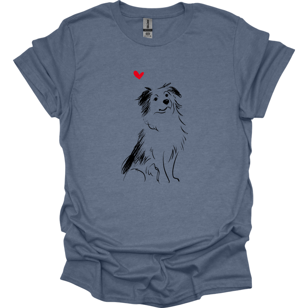 Miniature American Shepherd - Sketch Dog T-Shirt - Heather Indigo