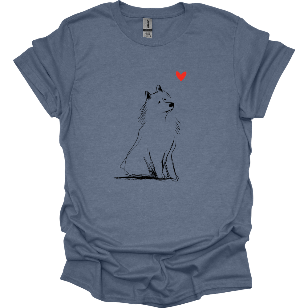 Samoyed - Sketch Dog T-Shirt - Heather Indigo
