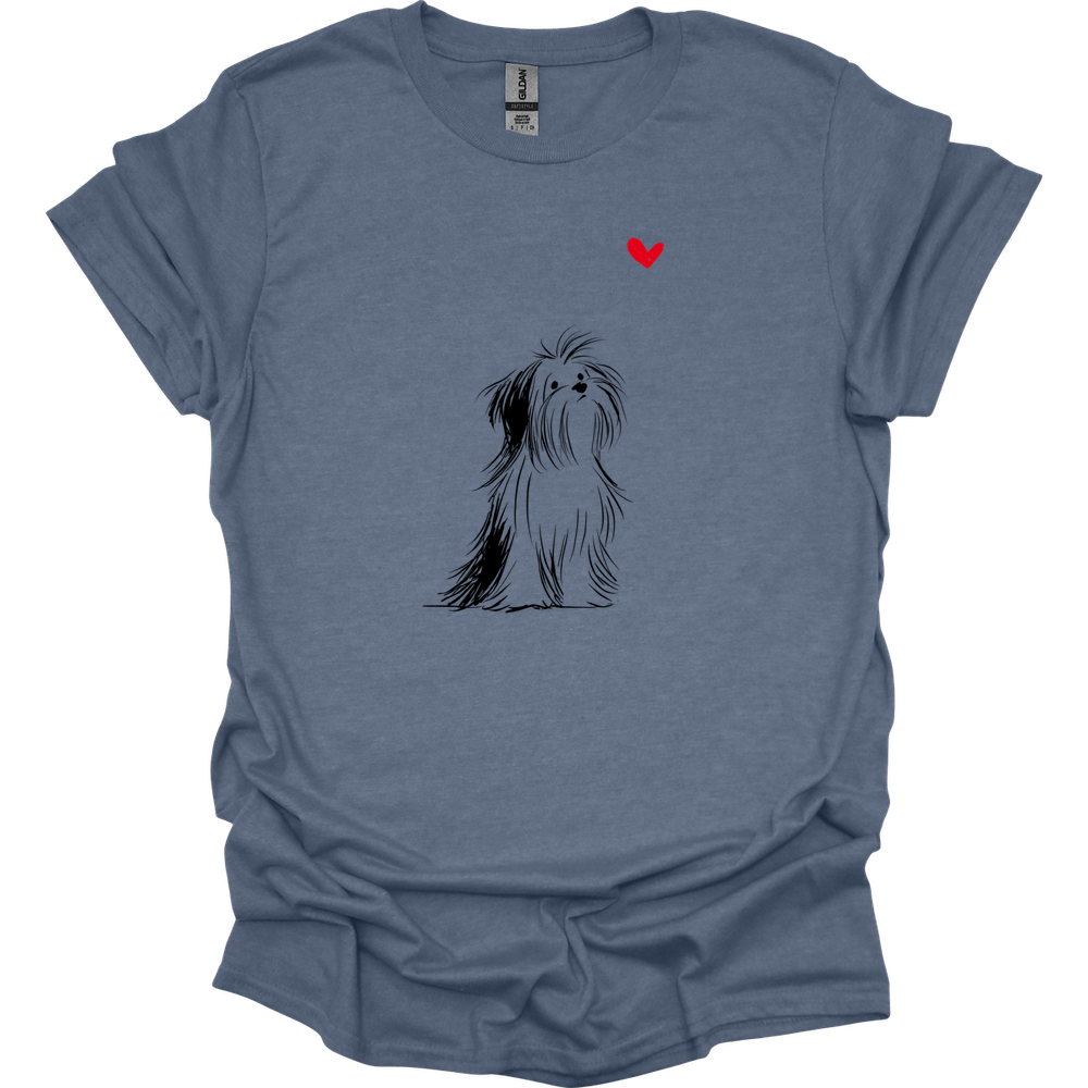 Shih Tzu - Sketch Dog T-Shirt - Heather Indigo