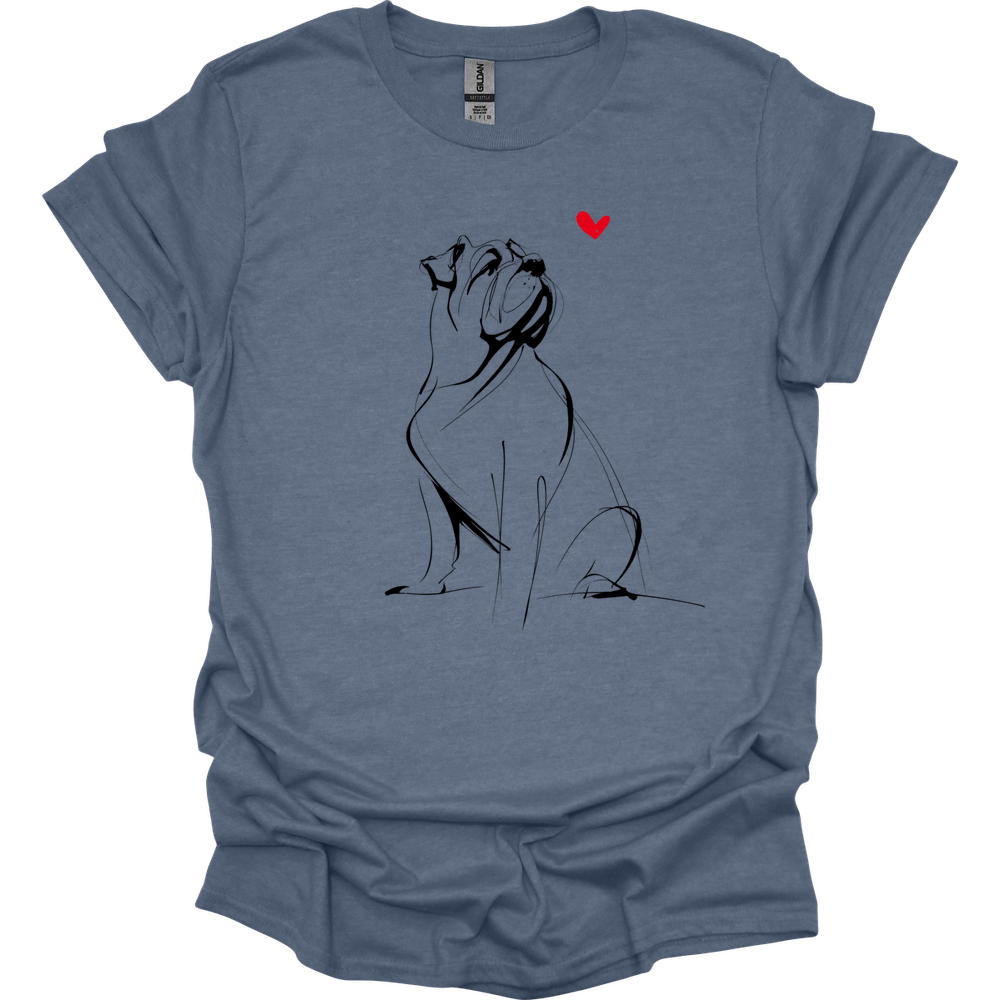Mastiff - Sketch Dog T-Shirt - Heather Indigo