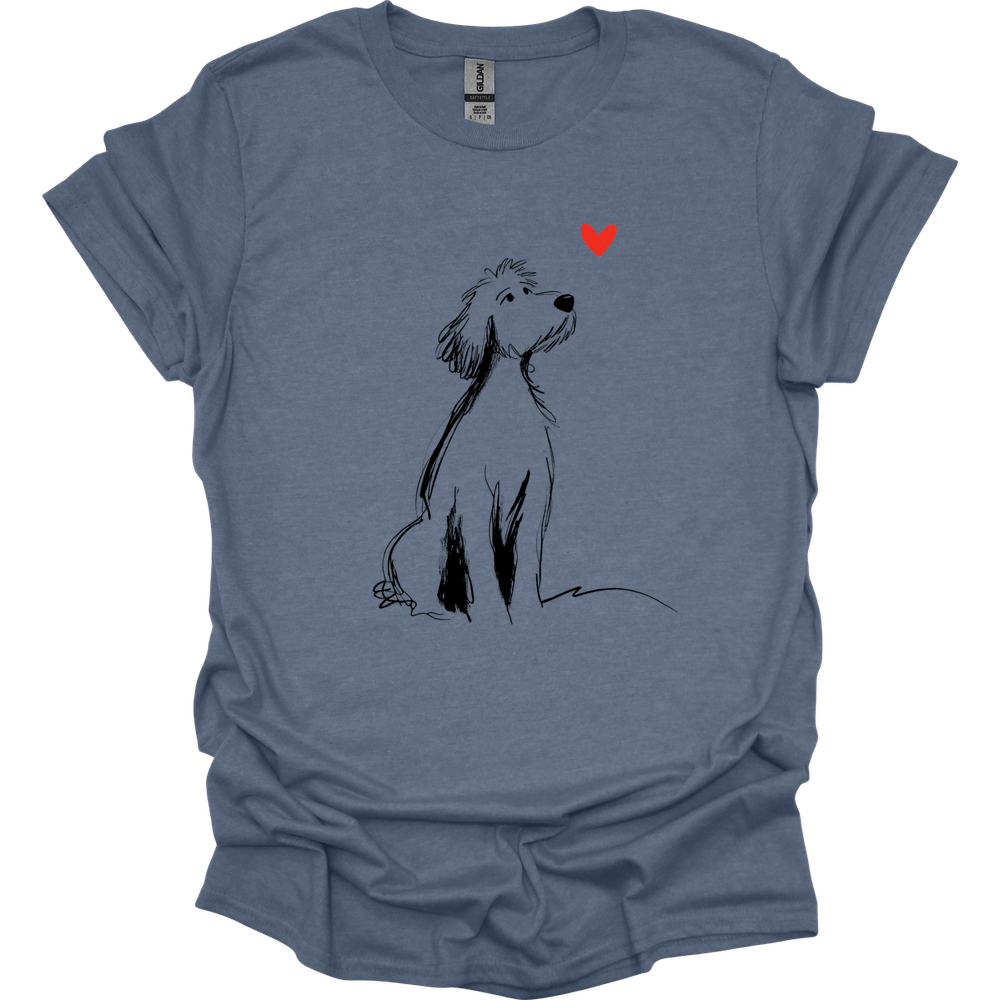 Golden Doodle - Sketch Dog T-Shirt - Heather Indigo