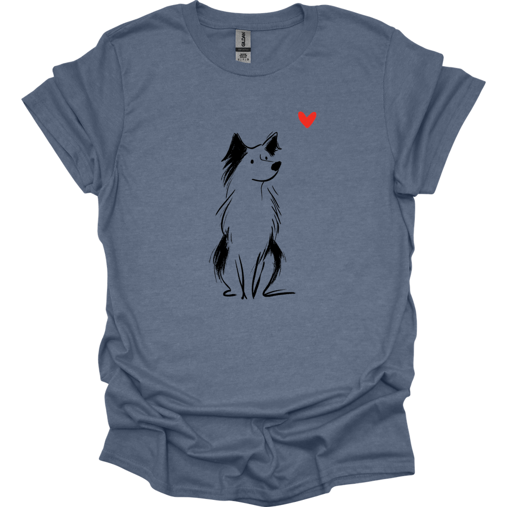 Australian Shepherd - Sketch Dog T-Shirt - Heather Indigo