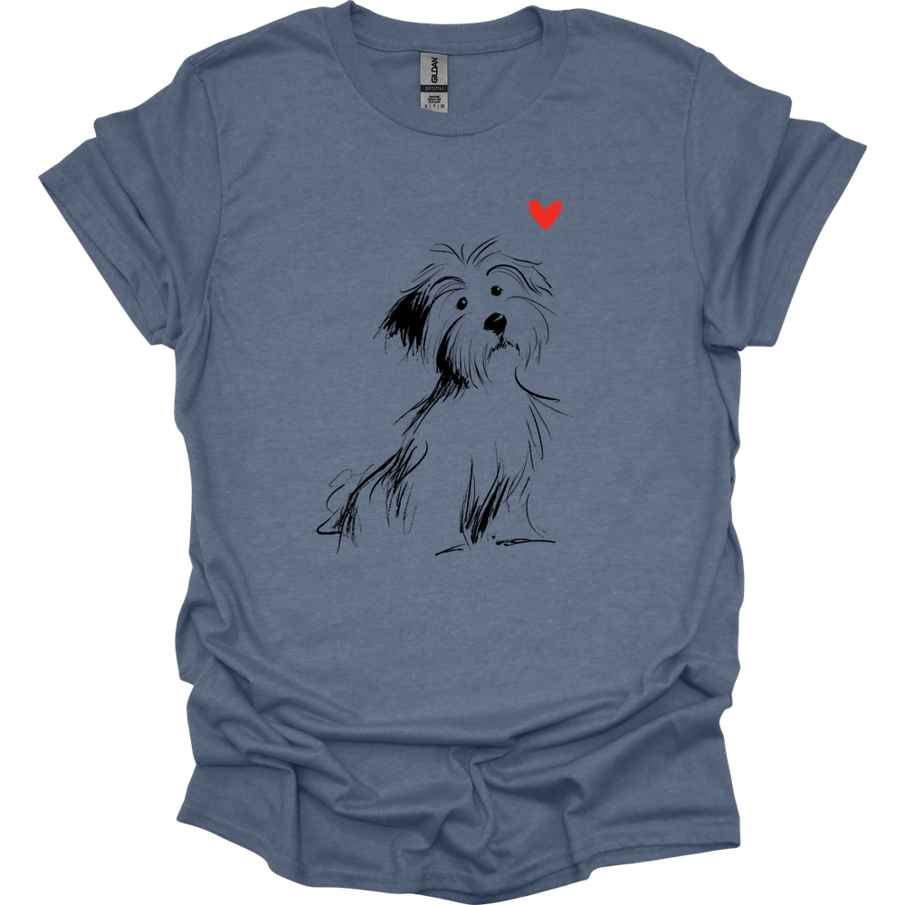 Havanese - Sketch Dog T-Shirt - Heather Indigo