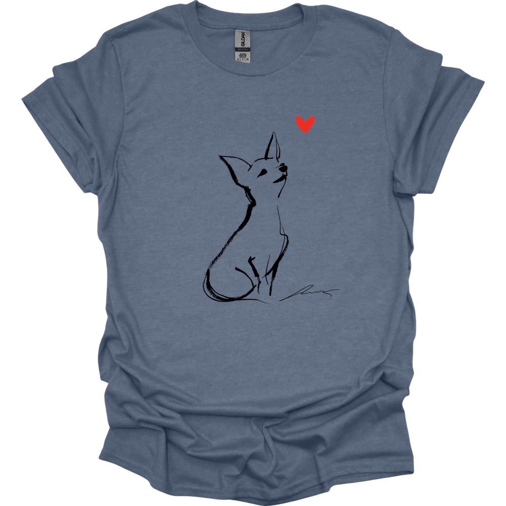 Chihuahua - Sketch Dog T-Shirt - Heather Indigo