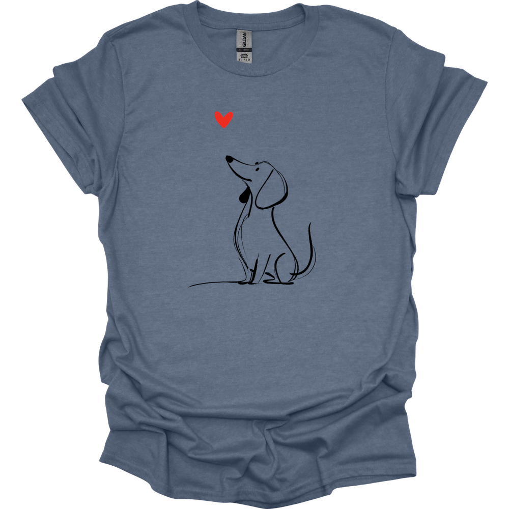 Dachshund - Sketch Dog T-Shirt - Heather Indigo