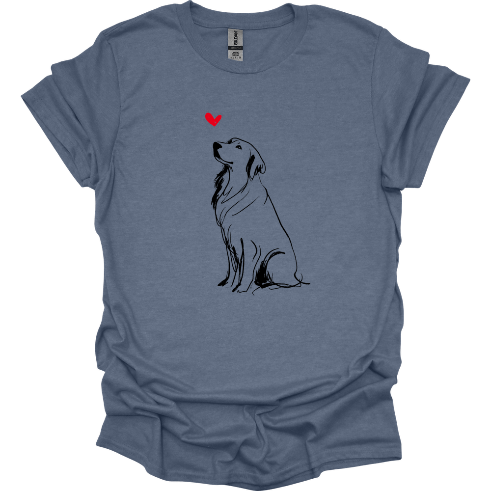 Golden Retriever - Sketch Dog T-Shirt - Heather Indigo
