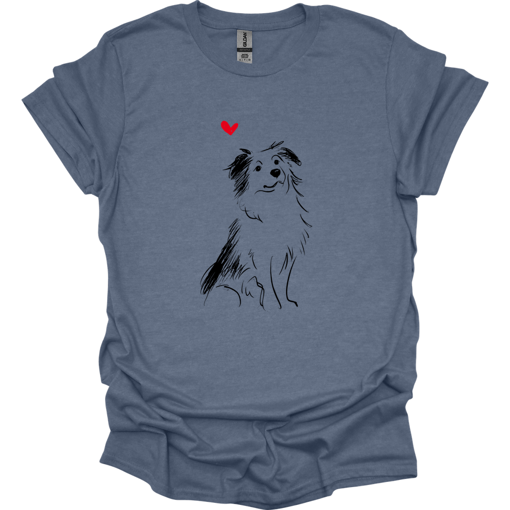 Miniature American Shepherd - Sketch Dog T-Shirt - Heather Indigo