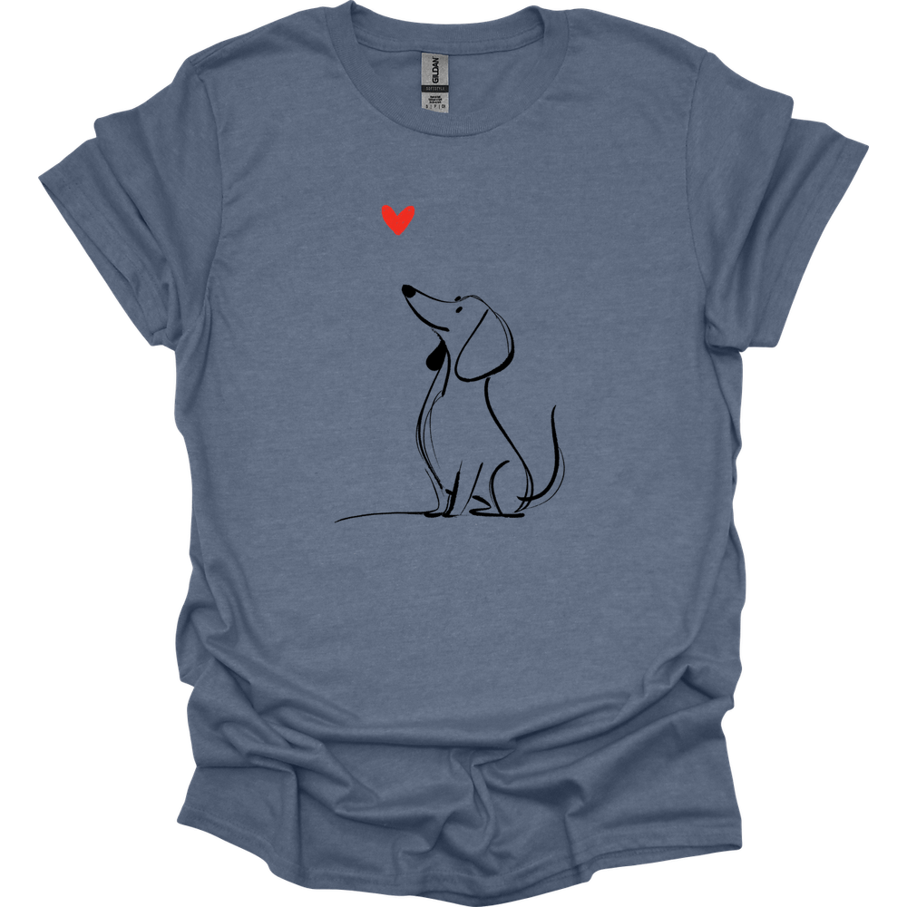 Dachshund - Sketch Dog T-Shirt - Heather Indigo
