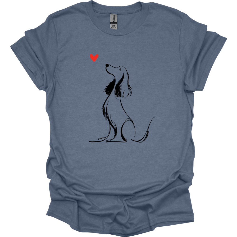Cocker Spaniel - Sketch Dog T-Shirt - Heather Indigo